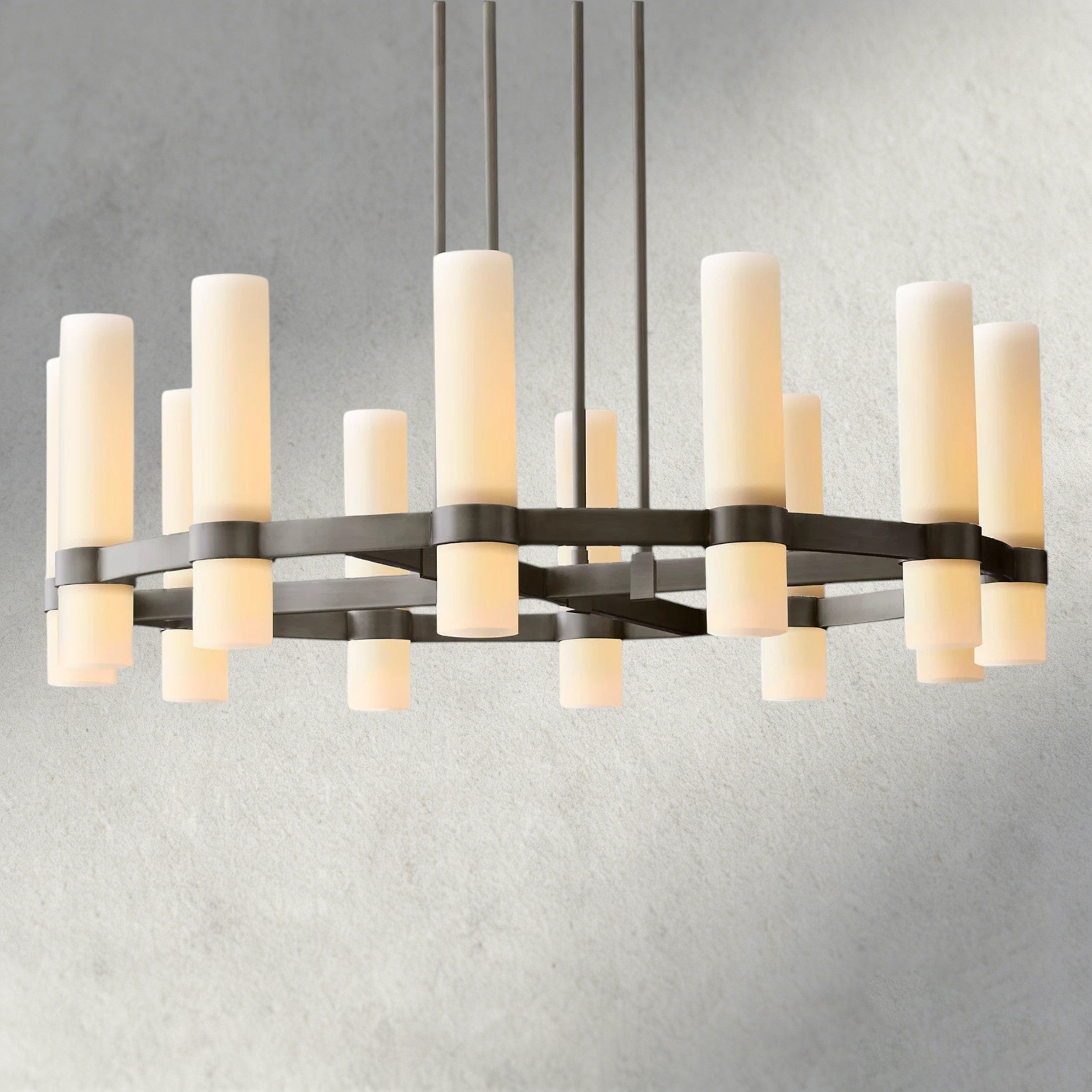 Ravelle Round Milk Glass Chandelier 36", 48", 60"-Chandelier-Manorlights
