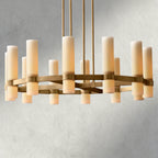 Ravelle Round Milk Glass Chandelier 36", 48", 60"-Chandelier-Manorlights