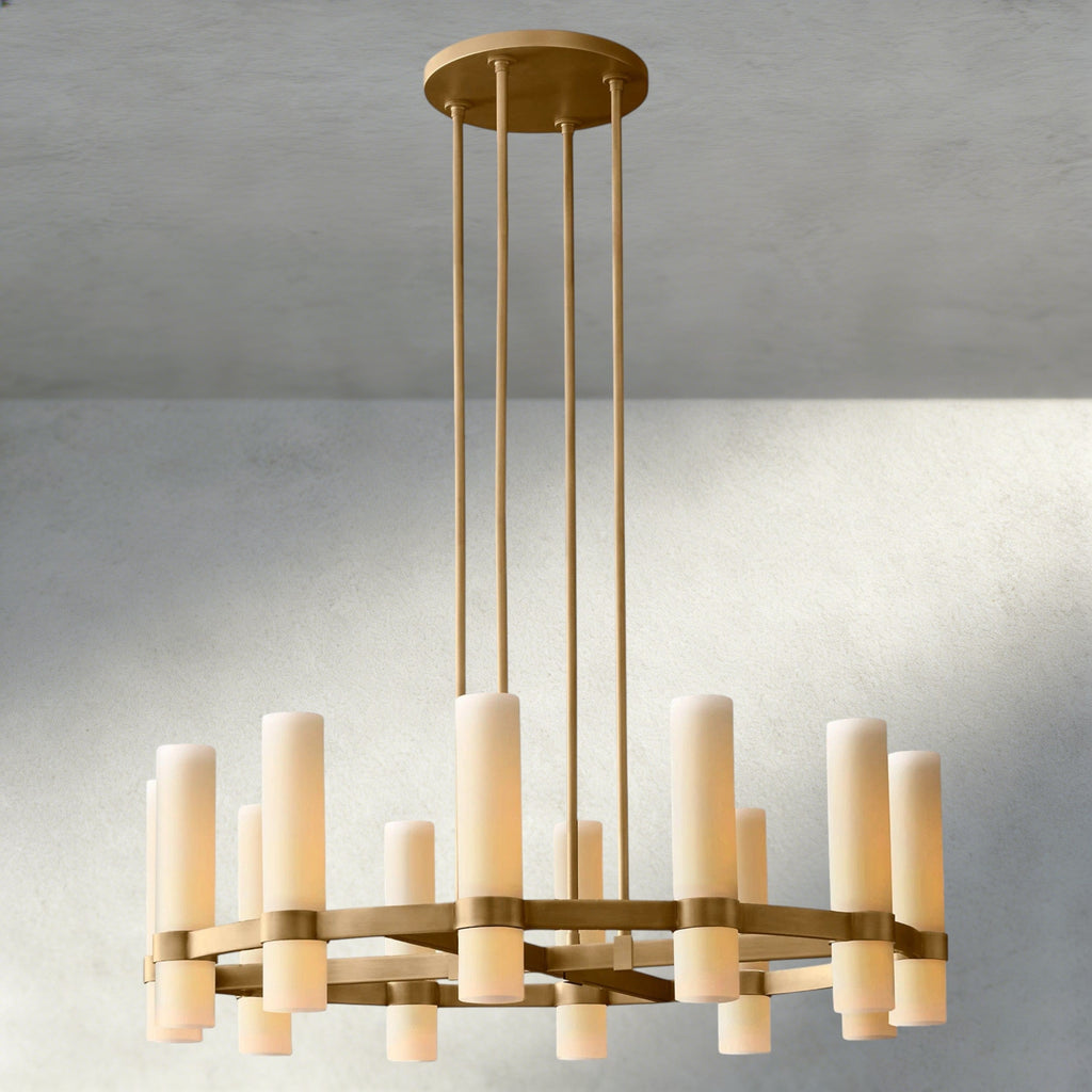 Ravelle Round Milk Glass Chandelier 36", 48", 60"-Chandelier-Manorlights