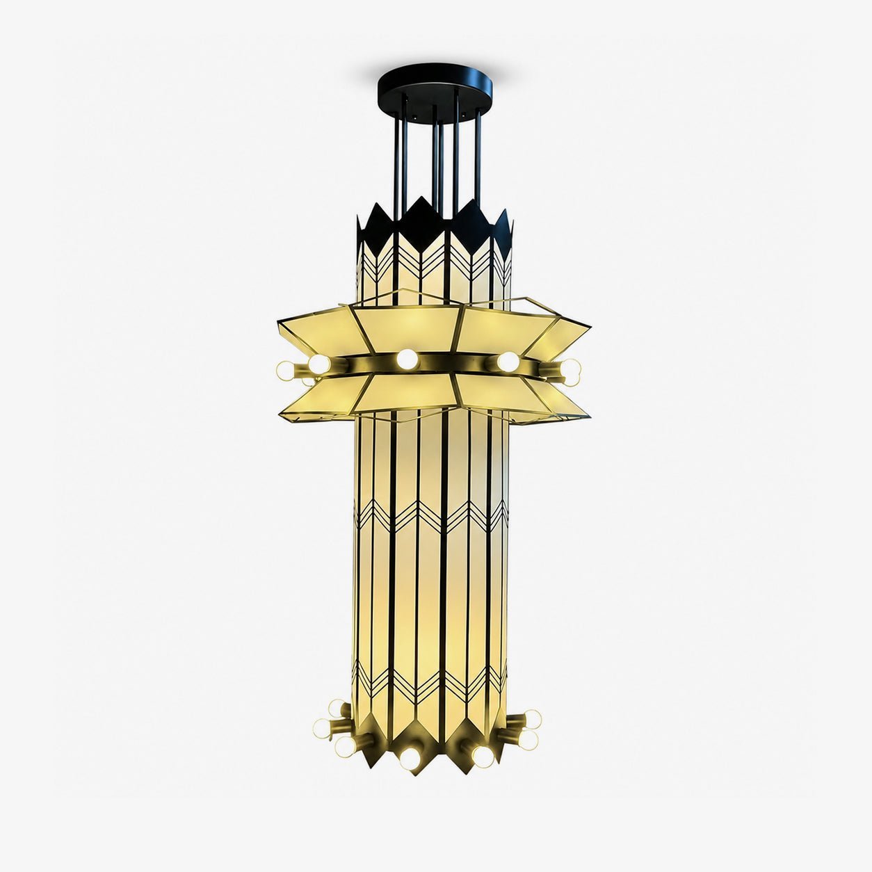 Rayonne Art Deco Chandelier - Ø 35.4″ × H 72″Black & WhiteManorlights