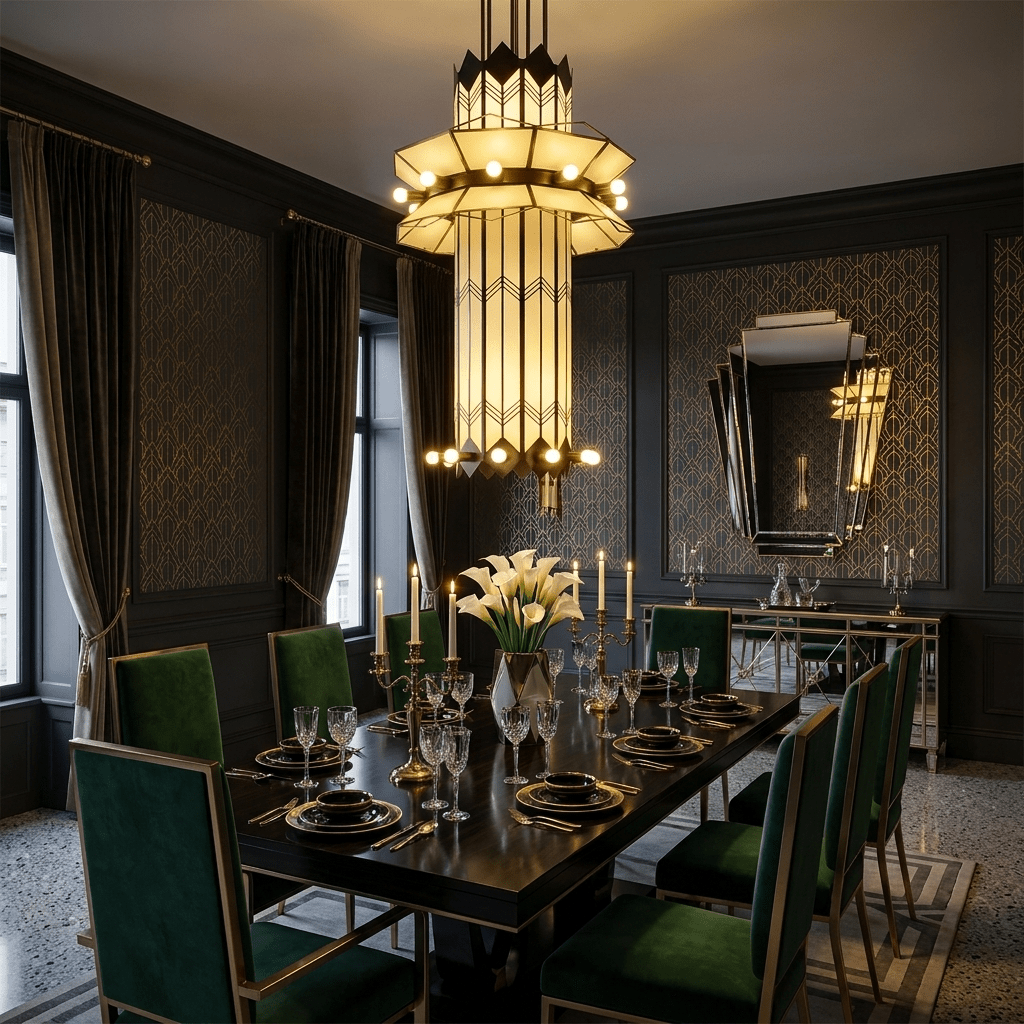 Rayonne Art Deco Chandelier - Ø 35.4″ × H 72″Black & WhiteManorlights