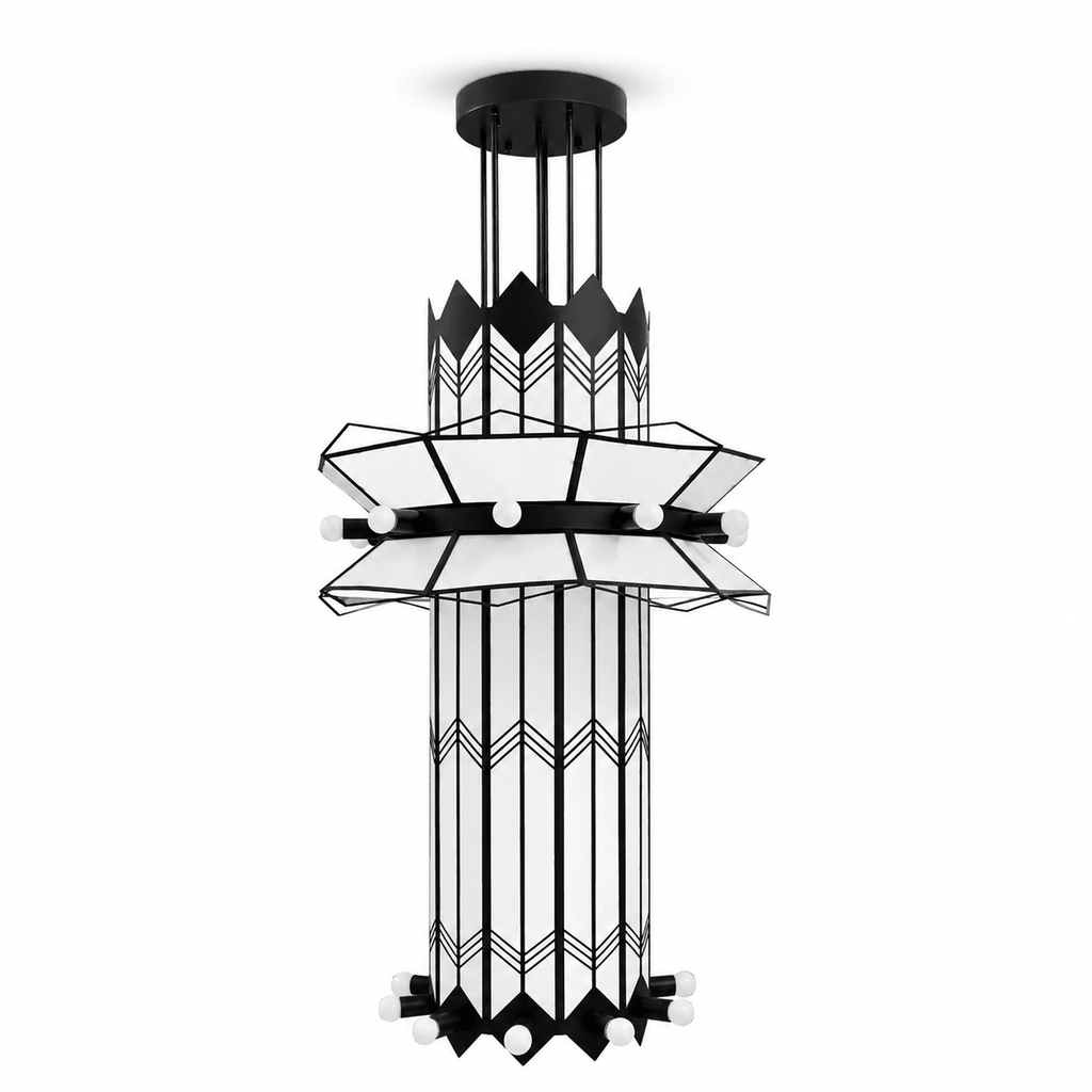 Rayonne Art Deco Chandelier - Ø 35.4″ × H 72″Black & WhiteManorlights