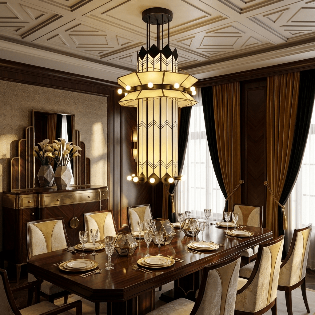 Rayonne Art Deco Chandelier - Ø 35.4″ × H 72″Black & WhiteManorlights