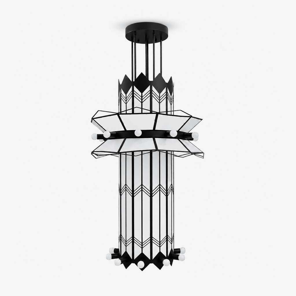 Rayonne Art Deco Chandelier - Ø 35.4″ × H 72″Black & WhiteManorlights