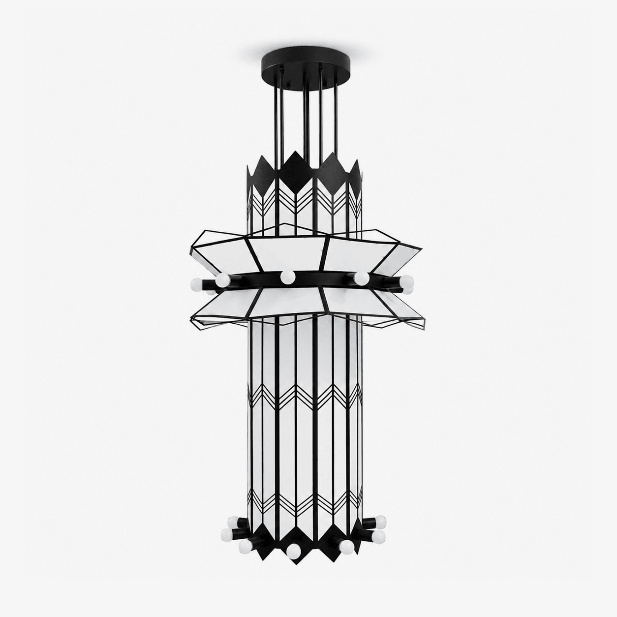 Rayonne Art Deco Chandelier - Ø 35.4″ × H 72″Black & WhiteManorlights