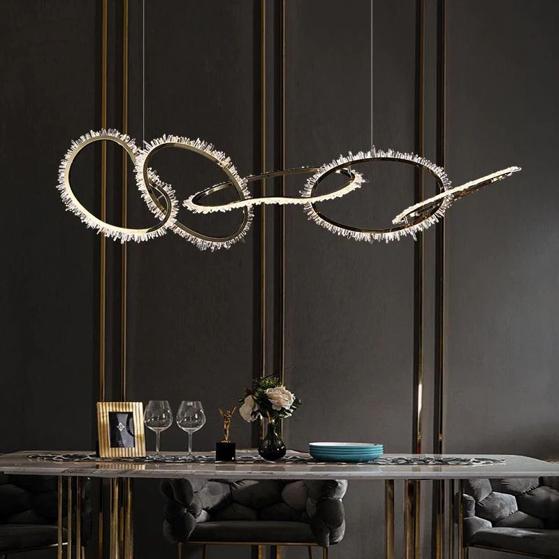 Rose Rock Crystal Chandelier Irregular Round Lamp Fixtures - 59" LManorlights