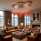 Roselle LED Glass Cascade Chandelier - L 94.5″ × W 61.4″ × H 86.6″RedWarm LightBlushlighting