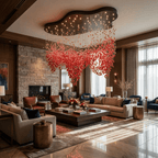 Roselle LED Glass Cascade Chandelier - L 94.5″ × W 61.4″ × H 86.6″RedWarm LightBlushlighting
