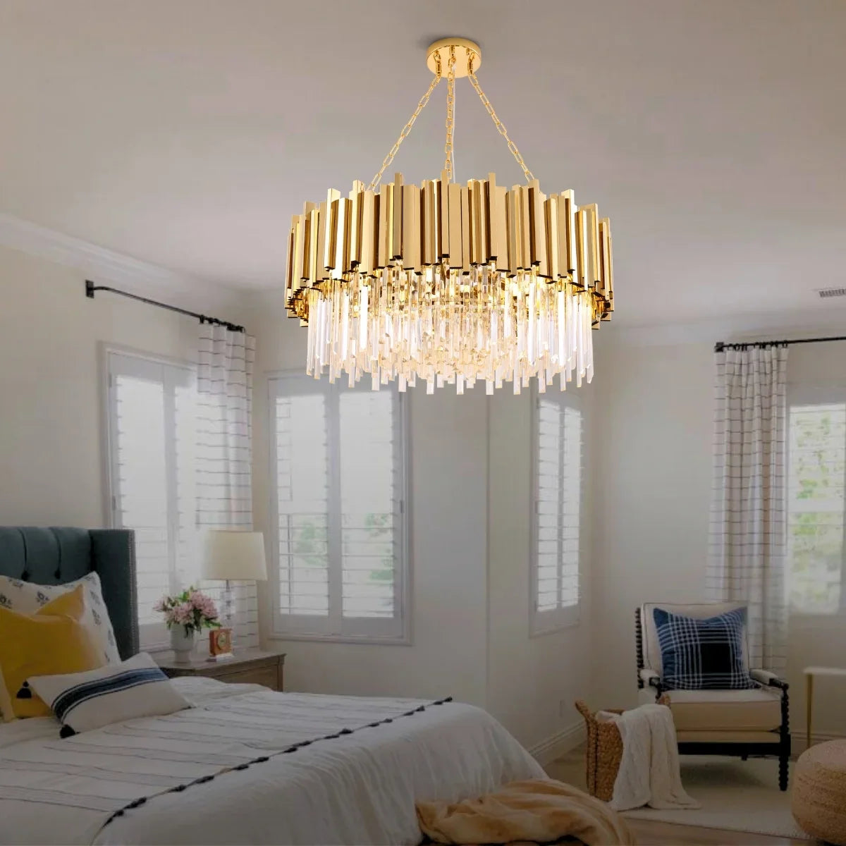Astra Gold/Chrome Crystal Chandelier for Living Room & Dining Room-Crystal Chandelier-Manorlights