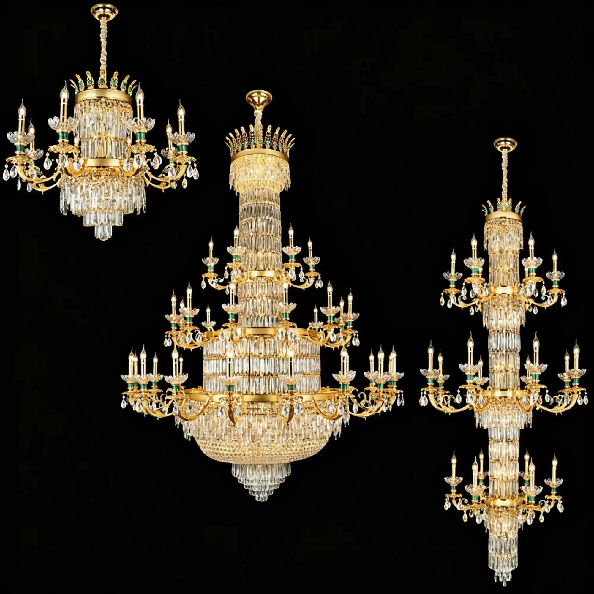 Royal Palace Crown Tiered Crystal Chandelier - CustomWarm LightManorlights