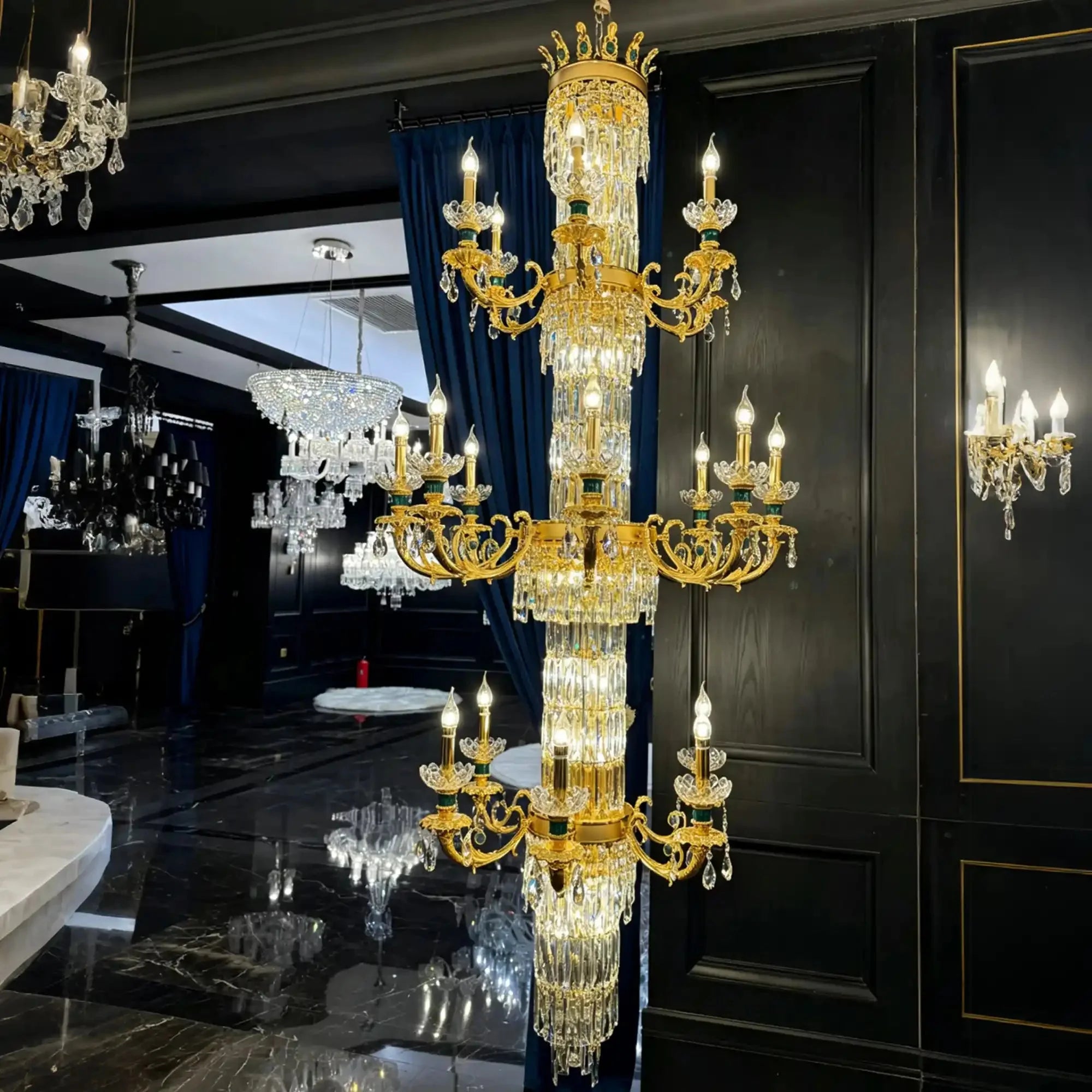 Royal Palace Crown Tiered Crystal Chandelier - CustomWarm LightManorlights