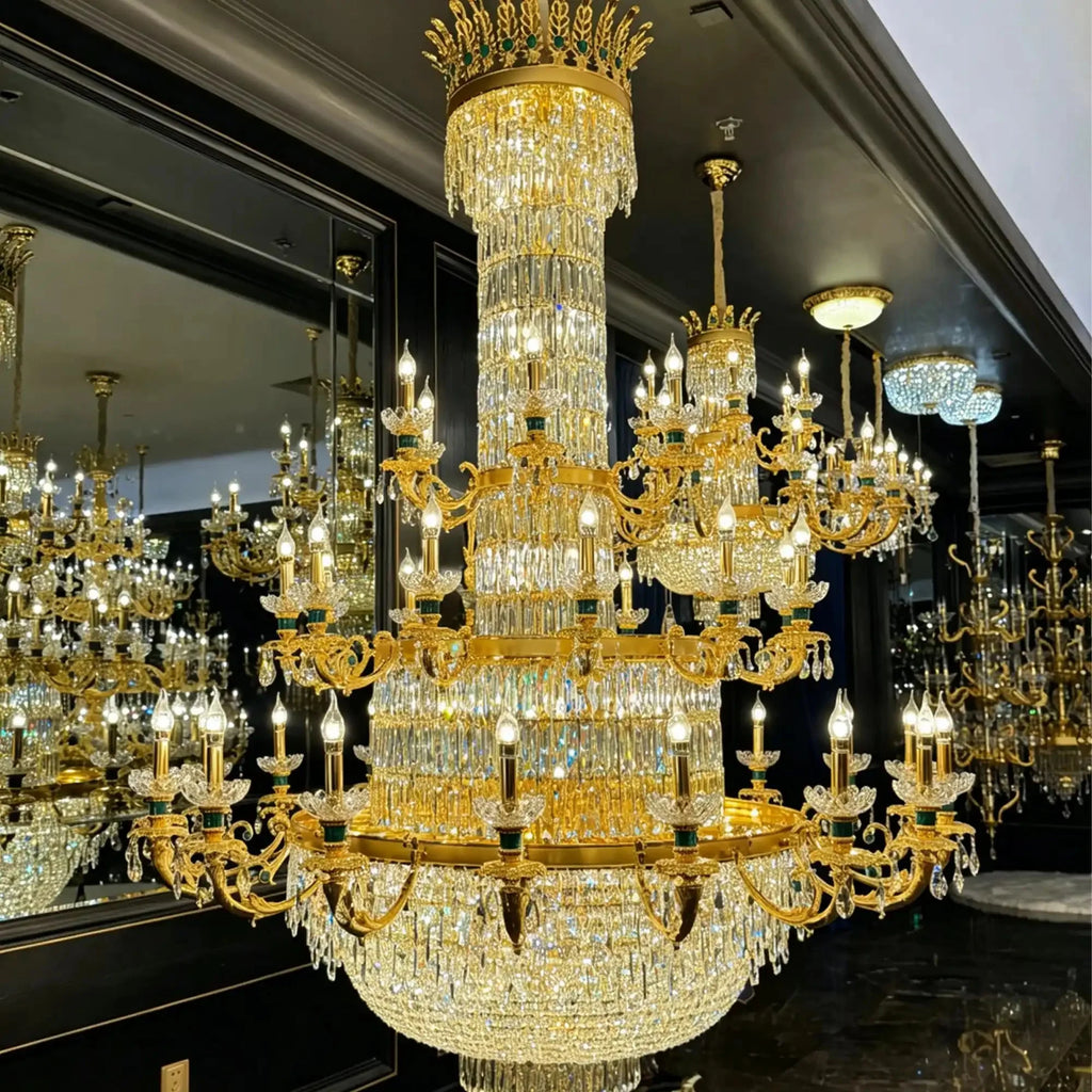 Royal Palace Crown Tiered Crystal Chandelier - CustomWarm LightManorlights