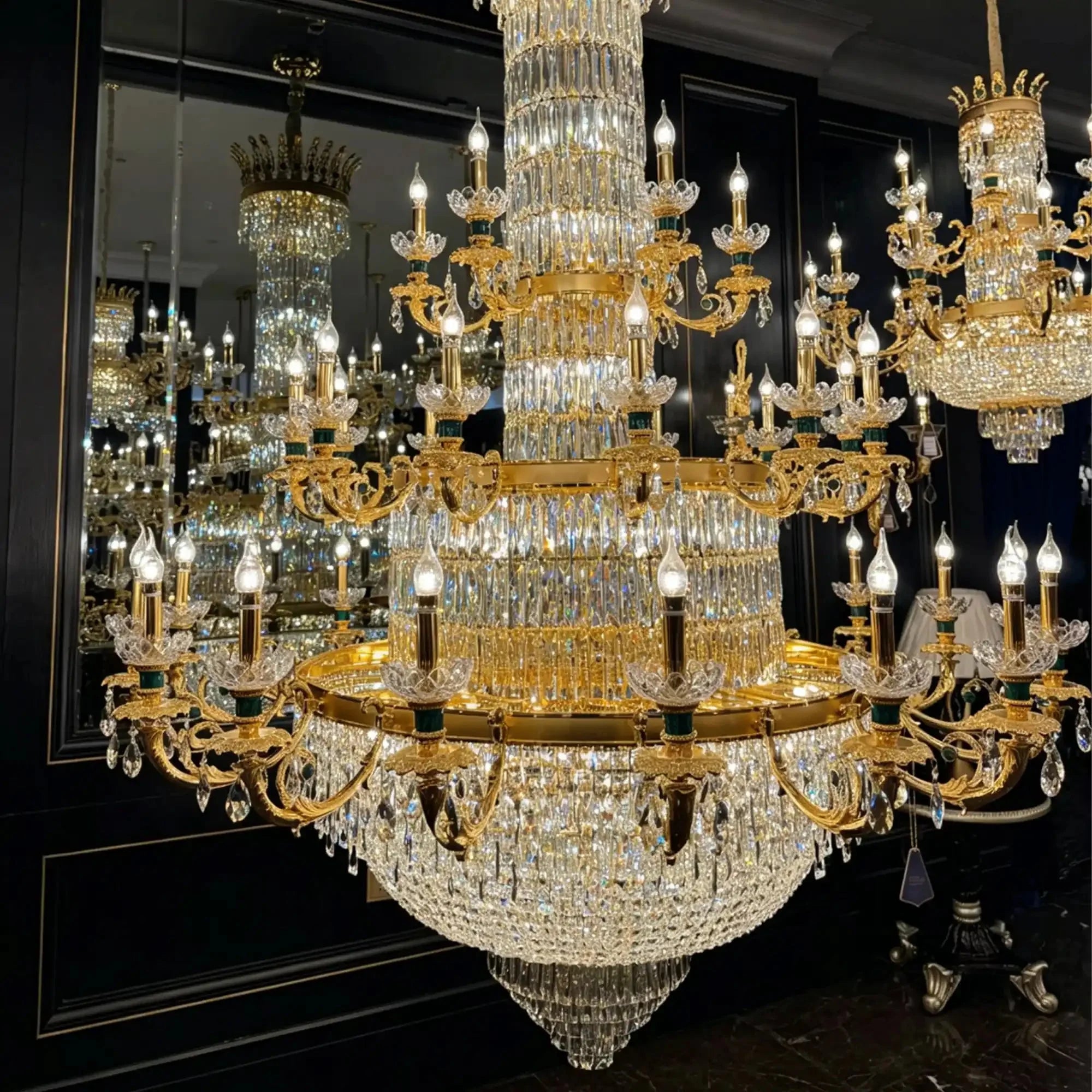 Royal Palace Crown Tiered Crystal Chandelier - CustomWarm LightManorlights