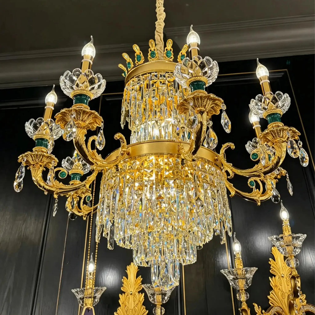 Royal Palace Crown Tiered Crystal Chandelier - CustomWarm LightManorlights