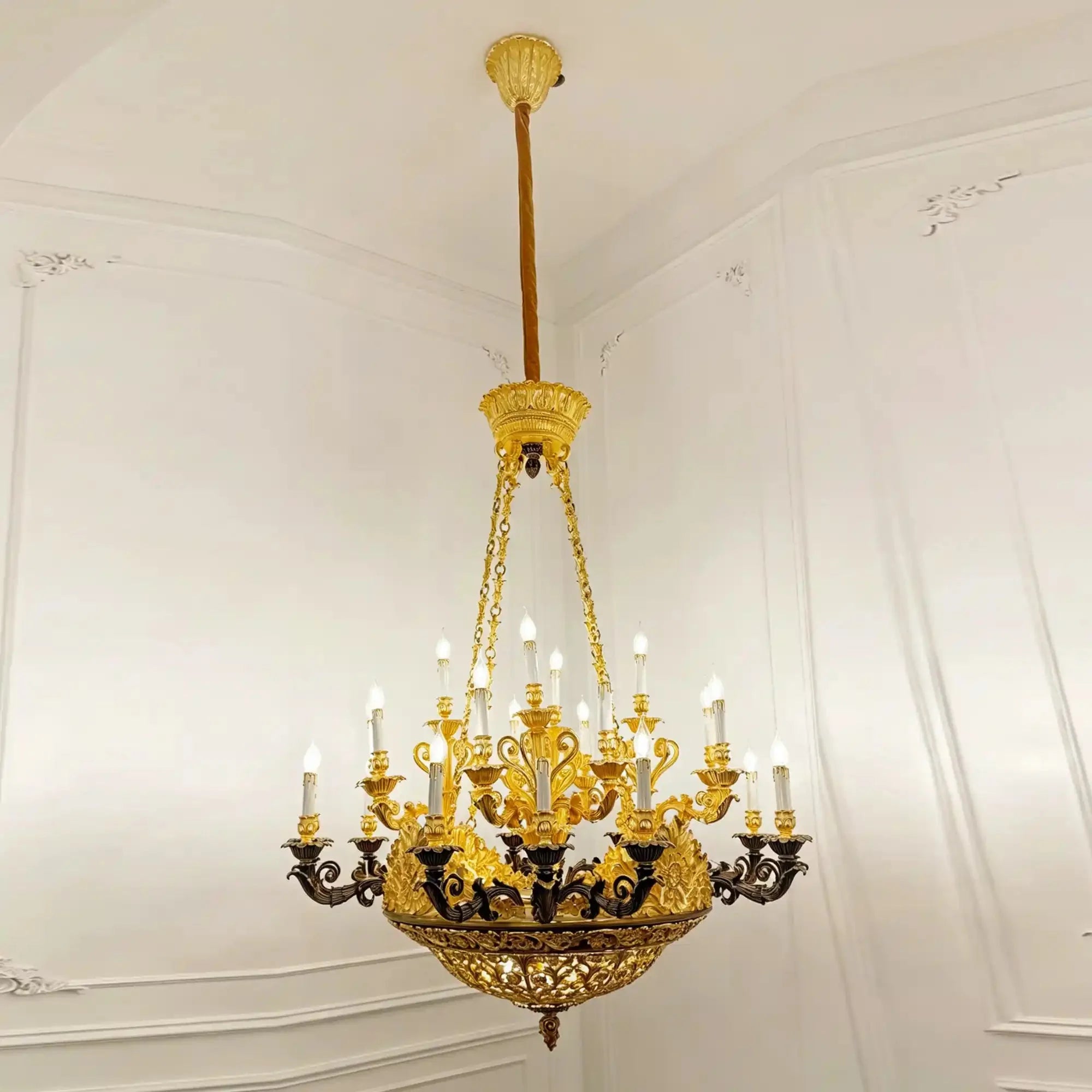 Royal Versailles Malachite Inlay Gilded Brass Candles Chandelier - Style B: D50.4"*H62.2" (D128cm*H158cm)/100kgWarm LightManorlights