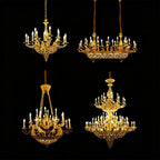 Royal Versailles Malachite Inlay Gilded Brass Candles Chandelier - Style D: D72.1"*H102.4" (D183cm*H260cm)/500kgWarm LightManorlights