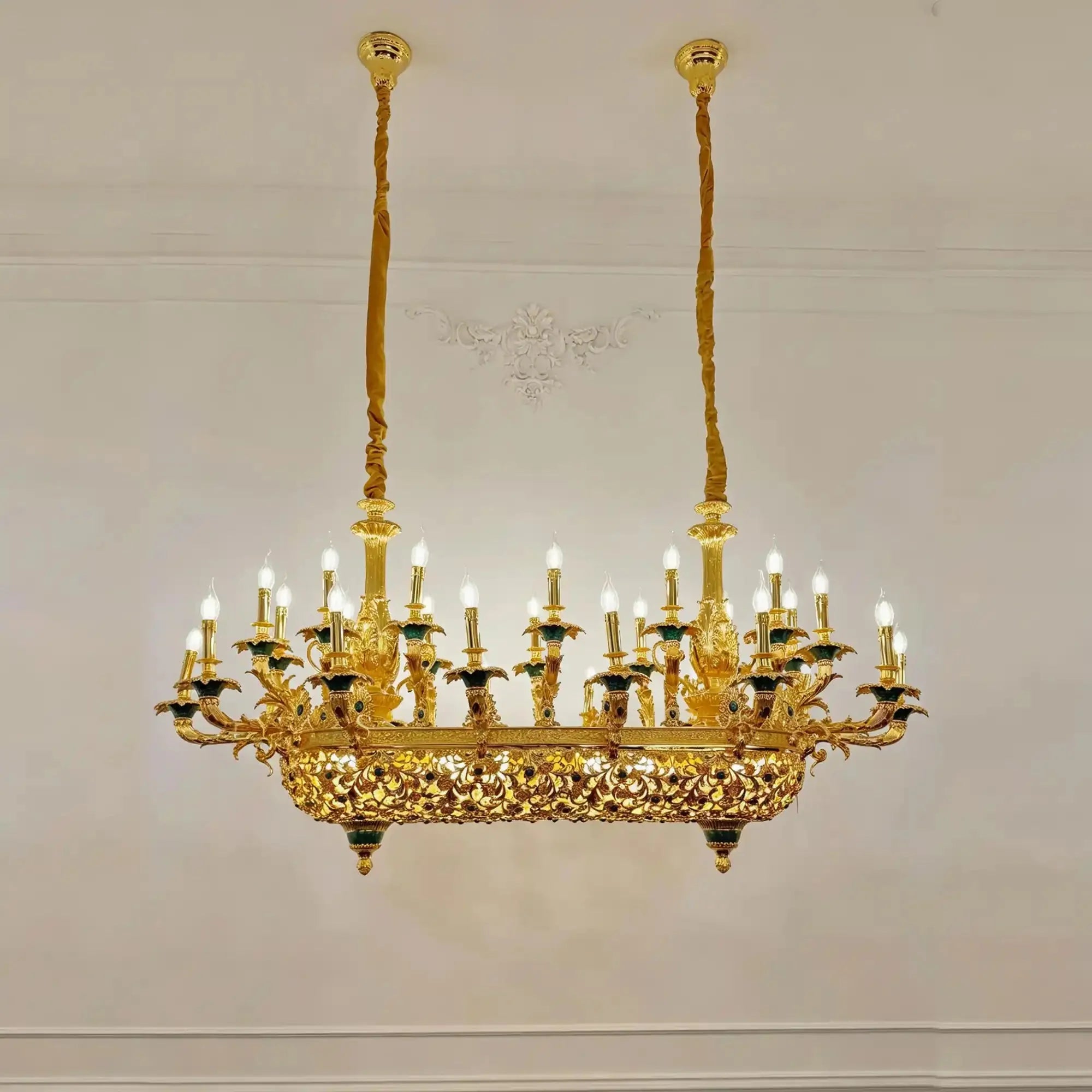 Royal Versailles Malachite Inlay Gilded Brass Candles Chandelier - Style C: L66.93"*W34.65"*H34.65" (L170cm*W88cm*H88cm)/80kgWarm LightManorlights