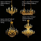 Royal Versailles Malachite Inlay Gilded Brass Candles Chandelier - Style D: D72.1"*H102.4" (D183cm*H260cm)/500kgWarm LightManorlights