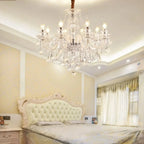 Rustic Antique European Candle Crystal Chandelier Popular Farmhouse Ceiling Light Fixture For Living Room - 8 Lights D29.5"*H21.65"Warm LightBlushlighting