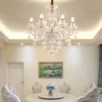 Rustic Antique European Candle Crystal Chandelier Popular Farmhouse Ceiling Light Fixture For Living Room - 15 Lights D36.2"*H22"/24.2kgWarm LightBlushlighting