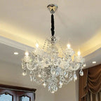 Rustic Antique European Candle Crystal Chandelier Popular Farmhouse Ceiling Light Fixture For Living Room - 24 Lights D47.2"*H25.6"Warm LightBlushlighting