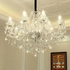 Rustic Antique European Candle Crystal Chandelier Popular Farmhouse Ceiling Light Fixture For Living Room - 24 Lights D47.2"*H25.6"Warm LightBlushlighting