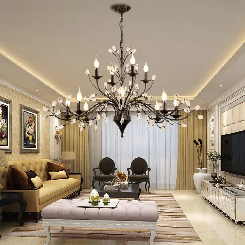 Rustic Wrought Iron Chandeliers 12 Lights - BlackDimmable Warm Light 3000K - Manorlights