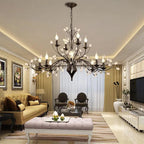 Rustic Wrought Iron Chandeliers 12 Lights - BlackDimmable Warm Light 3000K - Manorlights