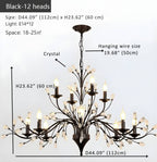 Rustic Wrought Iron Chandeliers 12 Lights - BlackCool Light 6000K - Manorlights