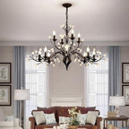 Rustic Wrought Iron Chandeliers 12 Lights - BlackCool Light 6000K - Manorlights