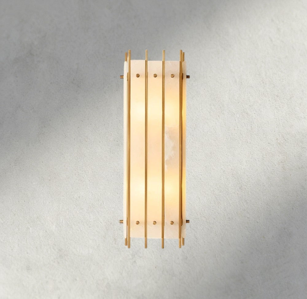 San Marco Alabaster Grand Rectangular Sconce-wall sconce-Manorlights