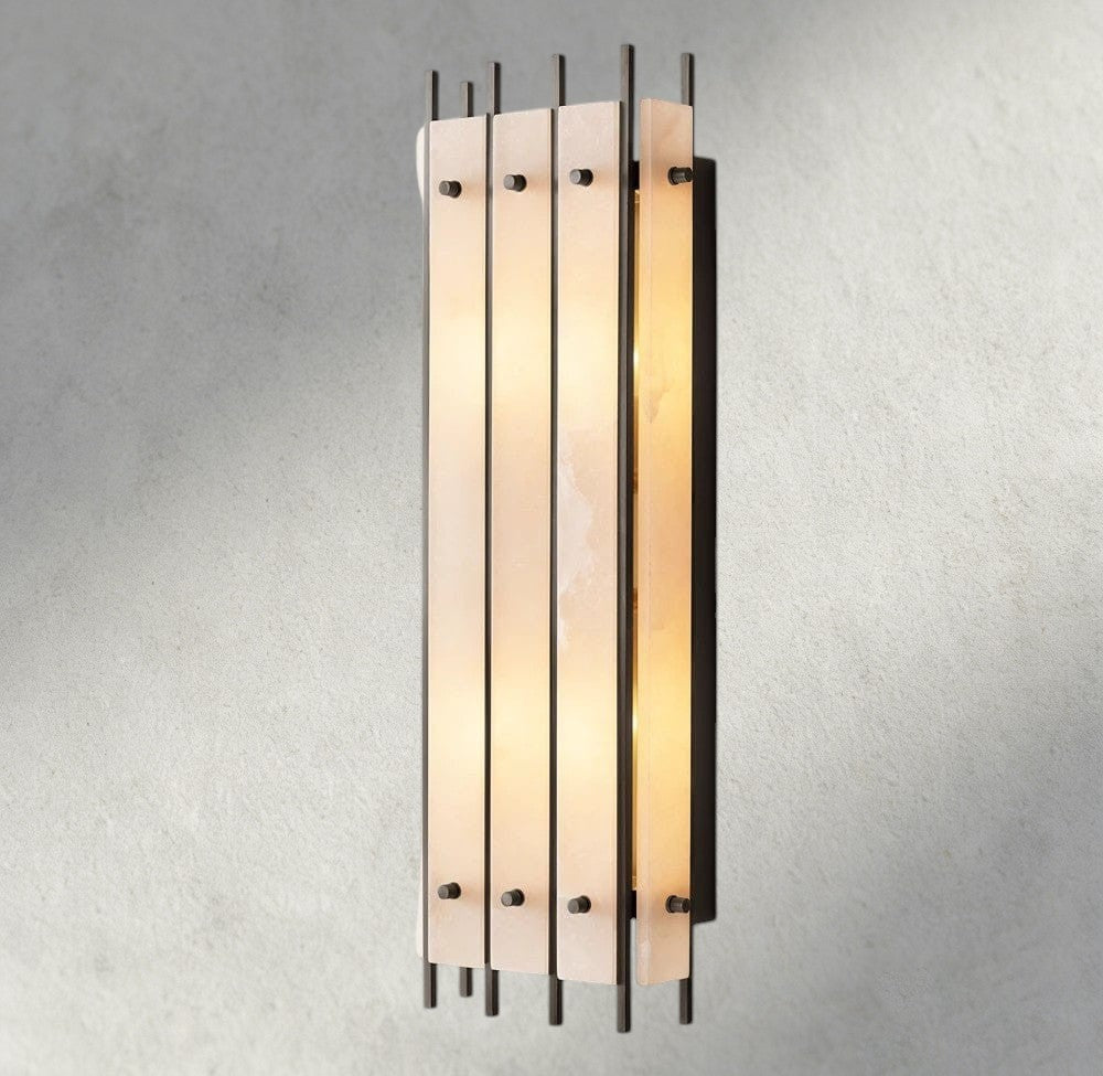 San Marco Alabaster Grand Rectangular Sconce-wall sconce-Manorlights