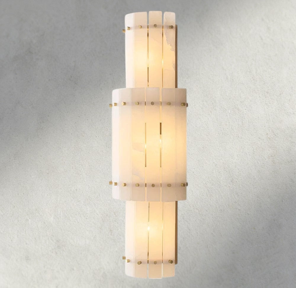 San Marco Alabaster Grand Round Sconce-wall sconce-Manorlights