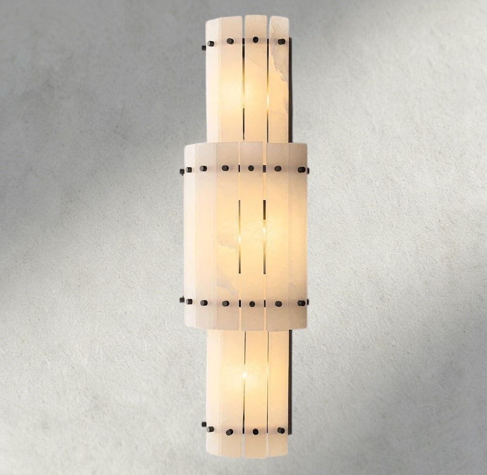 San Marco Alabaster Grand Round Sconce-wall sconce-Manorlights
