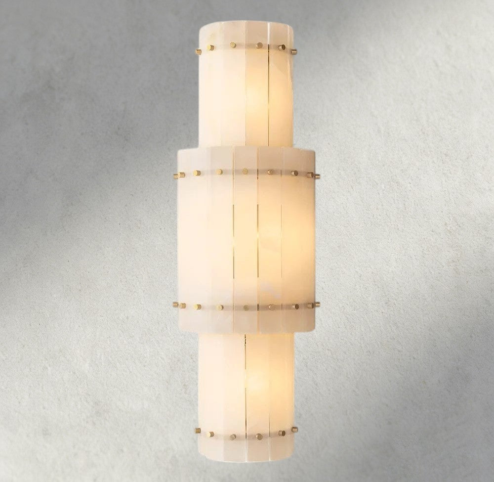 San Marco Alabaster Grand Round Sconce-wall sconce-Manorlights