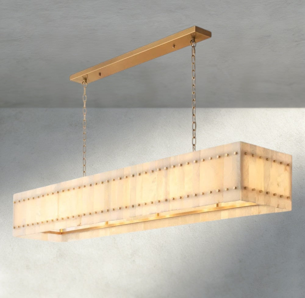 San Marco Alabaster Linear Chandelier 54", 72"-chandelier-Manorlights