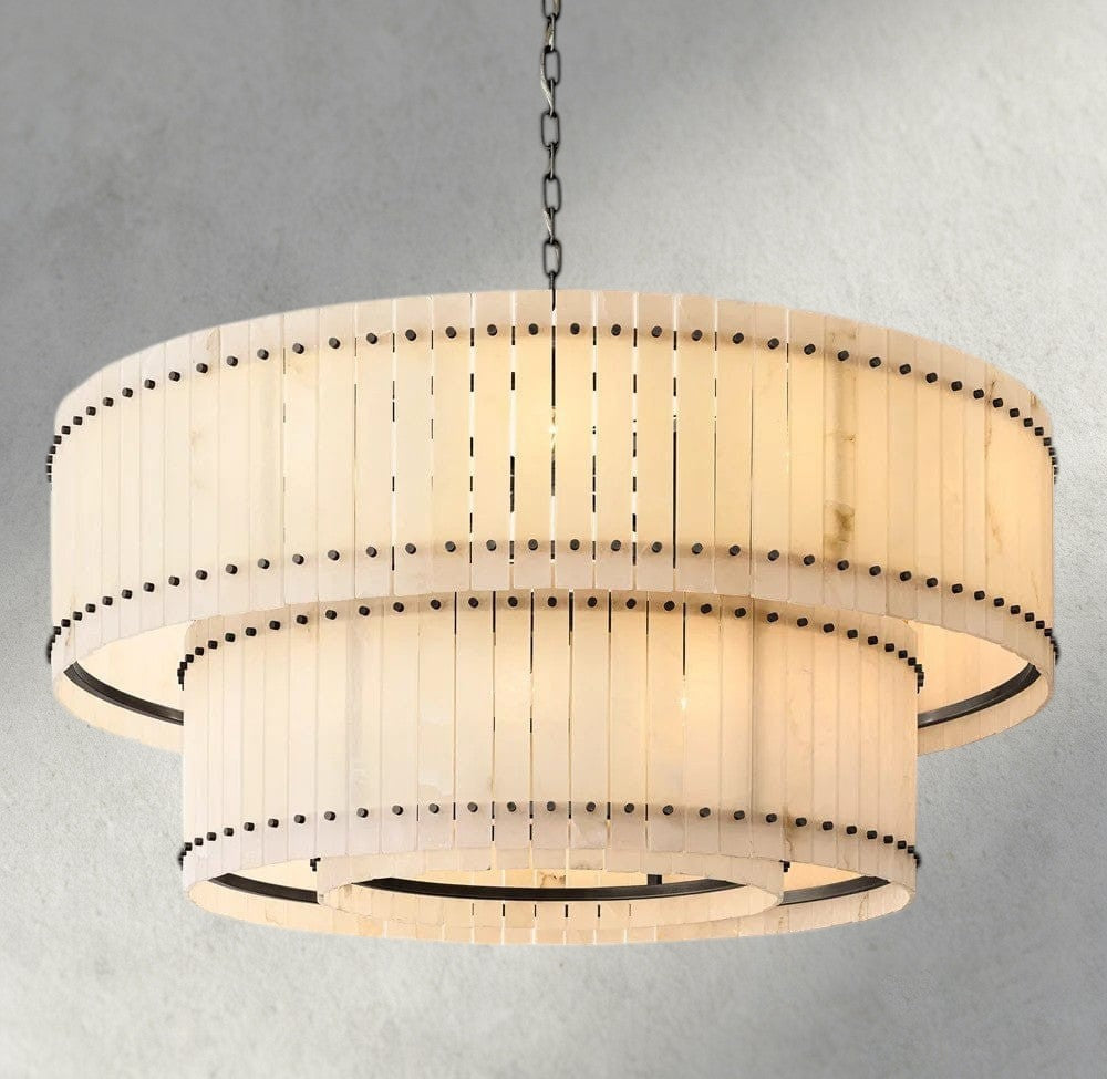 San Marco Alabaster Round Tiered Chandelier 22", 37", 48", 60"-chandelier-Manorlights