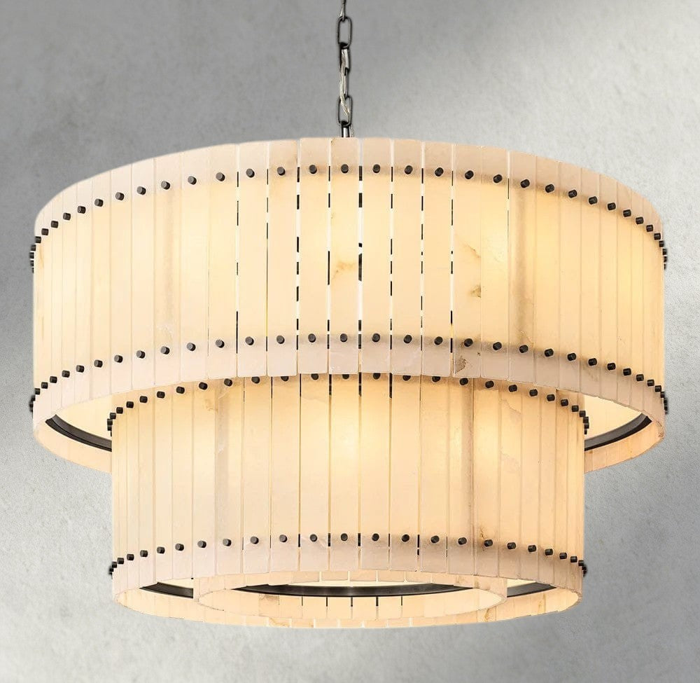San Marco Alabaster Round Tiered Chandelier 22", 37", 48", 60"-chandelier-Manorlights