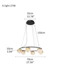 Single/Triple Spiral black ring cluster alabaster 6/9/12/27 balls chandelier - 6-light-D10cm/D3.94"Warm lightWhite + BlackManorlights