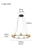 Single/Triple Spiral black ring cluster alabaster 6/9/12/27 balls chandelier - 9-light-D10cm/D3.94"Warm lightWhite + BlackManorlights