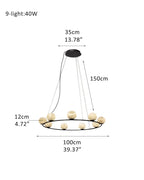 Single/Triple Spiral black ring cluster alabaster 6/9/12/27 balls chandelier - 9-light-D12cm/D4.72"Warm lightWhite + BlackManorlights