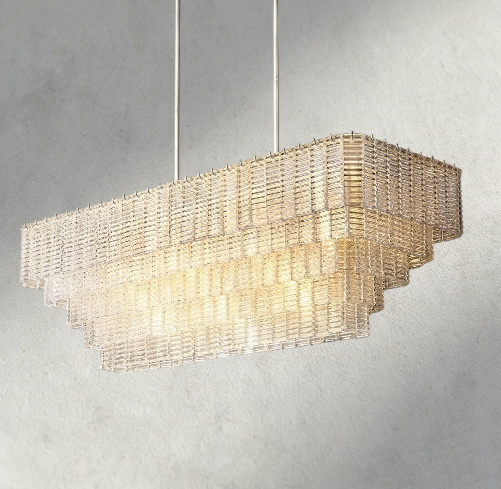 Sirene Clear Glass Rectangular Chandelier 59"-chandelier-Manorlights