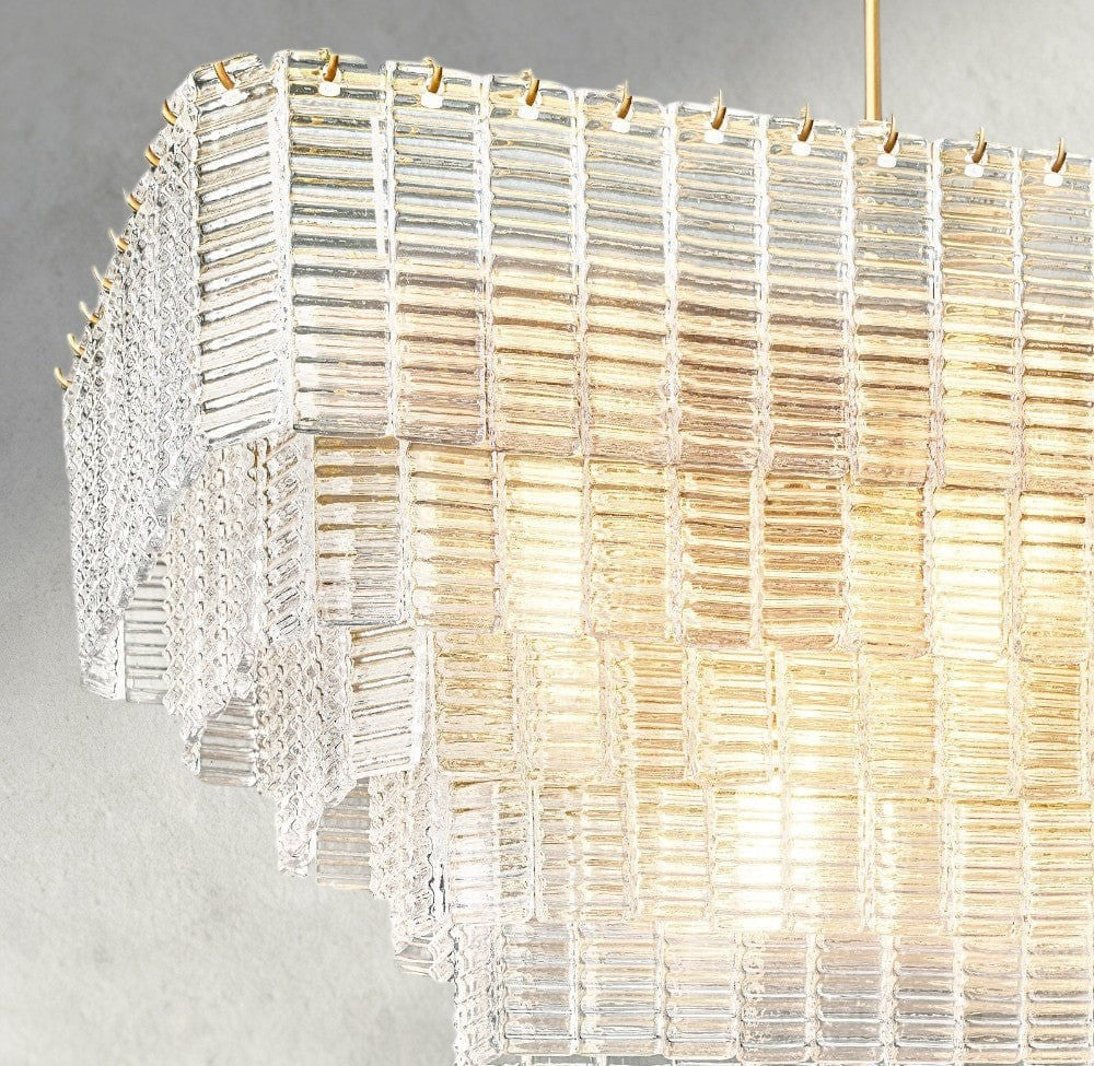 Sirene Clear Glass Rectangular Chandelier 59"-chandelier-Manorlights