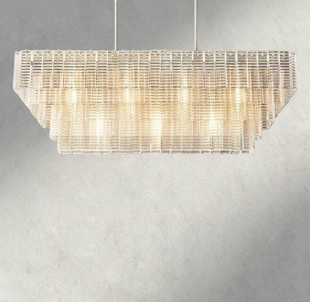 Sirene Clear Glass Rectangular Chandelier 59"-chandelier-Manorlights