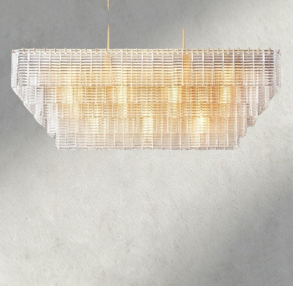 Sirene Clear Glass Rectangular Chandelier 59"-chandelier-Manorlights