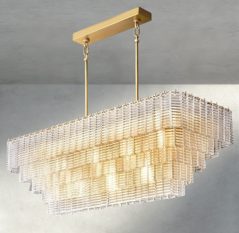 Sirene Clear Glass Rectangular Chandelier 59"-chandelier-Manorlights