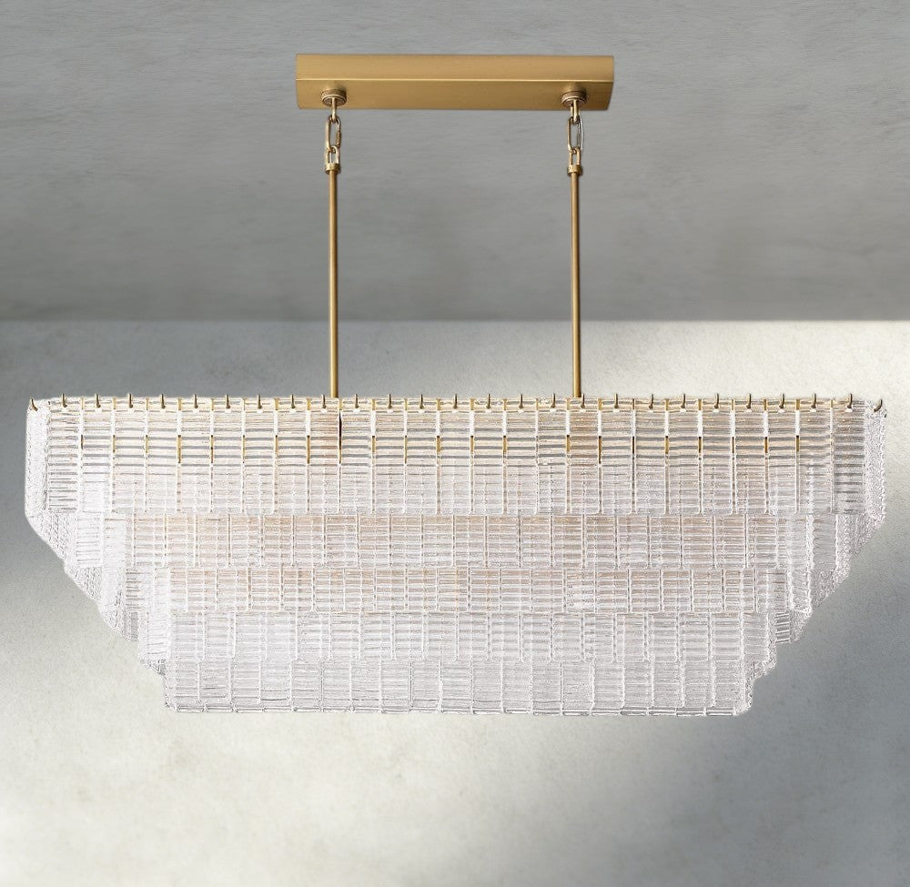 Sirene Clear Glass Rectangular Chandelier 59"-chandelier-Manorlights
