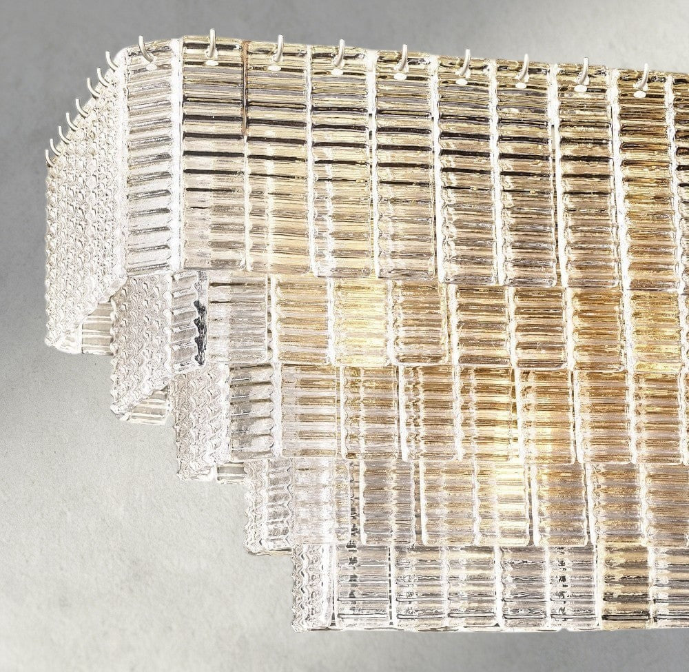 Sirene Clear Glass Rectangular Chandelier 59"-chandelier-Manorlights