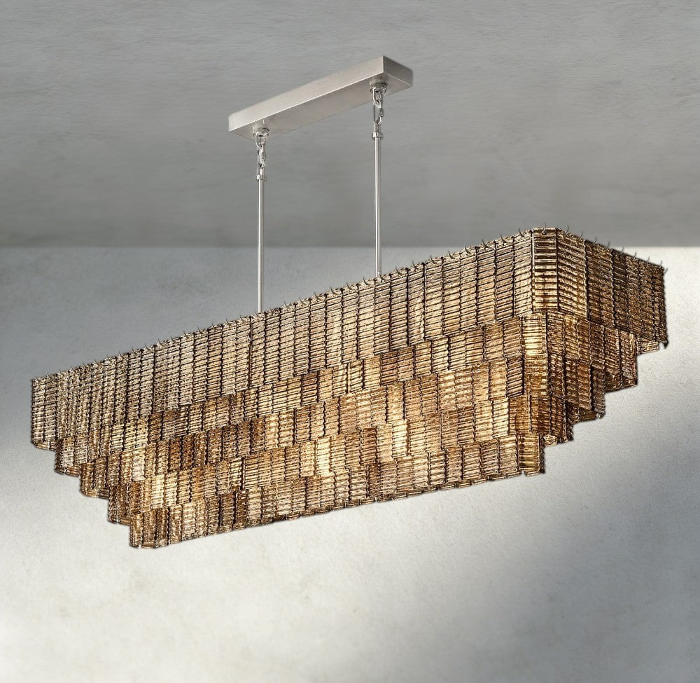 Sirene Smoke Glass Rectangular Chandelier 59", 77"-chandelier-Manorlights