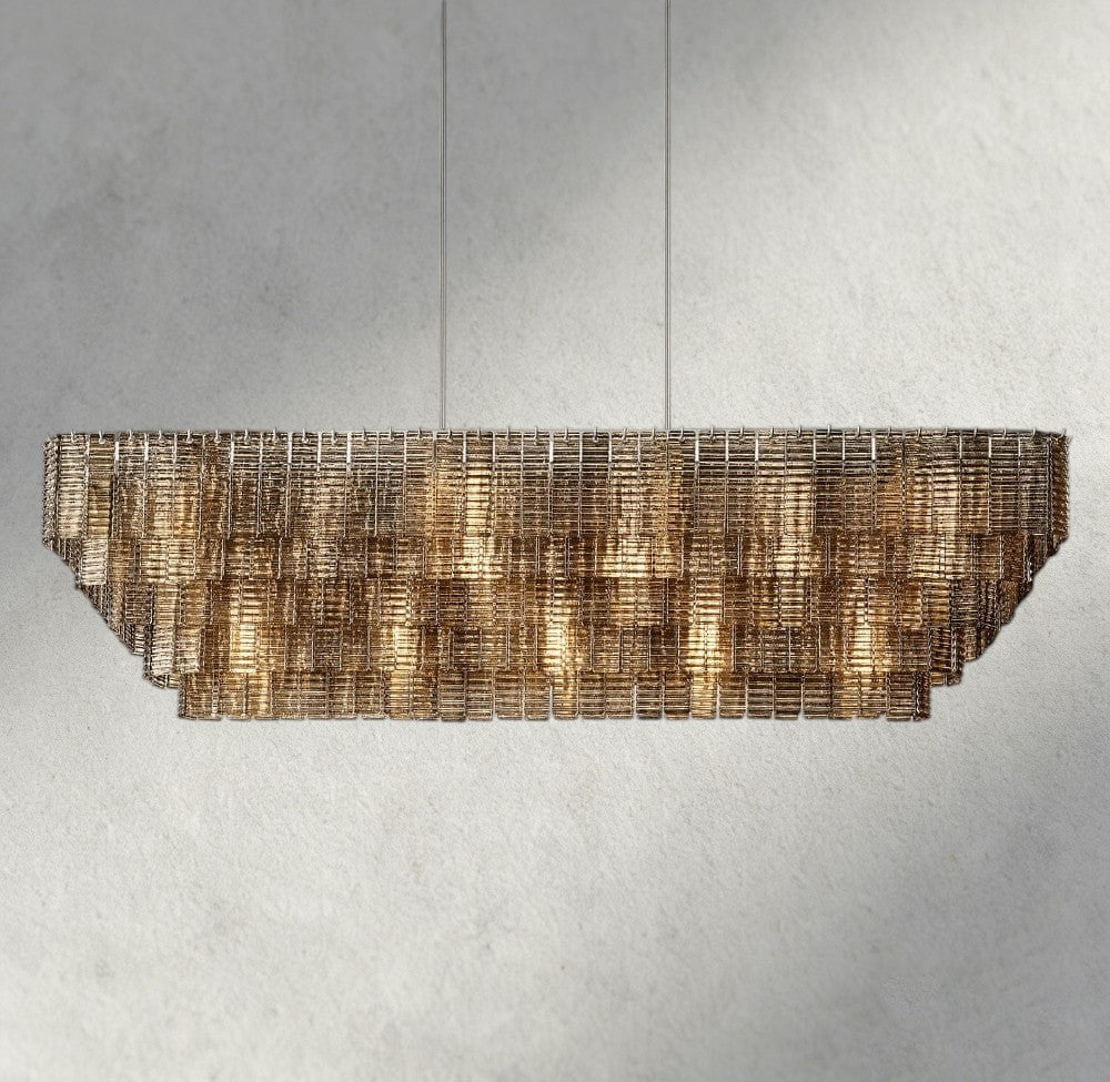 Sirene Smoke Glass Rectangular Chandelier 59", 77"-chandelier-Manorlights